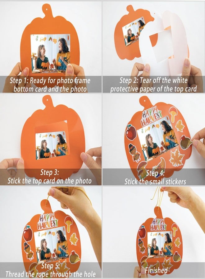 Kepeel 30 Packs Fall DIY Picture Frames Craft Kit for Kids, Autumn Pumpkin Photo Frames Ornaments for Thanksgiving Decorations Favor Fall Art Gift Classroom Home Activities - Image 5